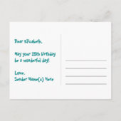 Carte Postale 25e anniversaire : rayures roses et cœurs, arc-en- (Dos)