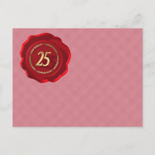 Carte Postale 25e anniversaire sceau de cire rouge