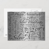 Carte Postale 25e anniversaire Word Art Graphic (Devant / Derrière)
