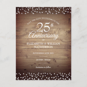 Carte Postale 25e Save the Date Anniversaire de Mariage Argenté