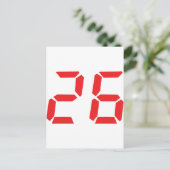 Carte Postale 26 vingt-six réveil rouge numéro numérique (Debout devant)