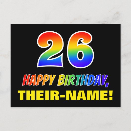 Carte Postale 26e anniversaire : Bold, amusant, simple, arc-en-c (Devant)