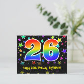 Carte Postale 26e anniversaire : Fun Stars Motif, Arc-en-ciel 26 (Debout devant)