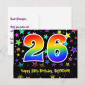 Carte Postale 26e Anniversaire : Motif Étoiles Amusantes, Arc-en (Devant / Derrière)