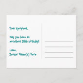 Carte Postale 26e anniversaire : rayures roses et cœurs, arc-en- (Dos)