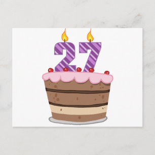 Carte Postale 27 ans sur le gâteau d'anniversaire