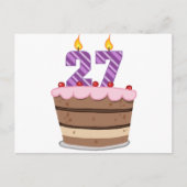 Carte Postale 27 ans sur le gâteau d'anniversaire (Devant)