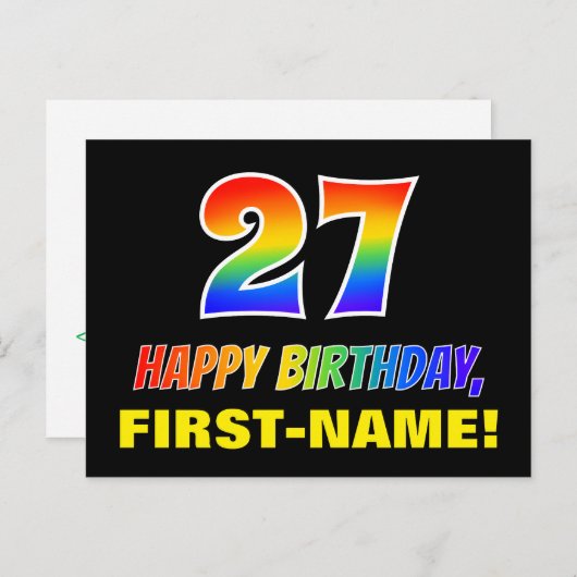 Carte Postale 27e anniversaire : Bold, amusant, simple, arc-en-c (Devant / Derrière)