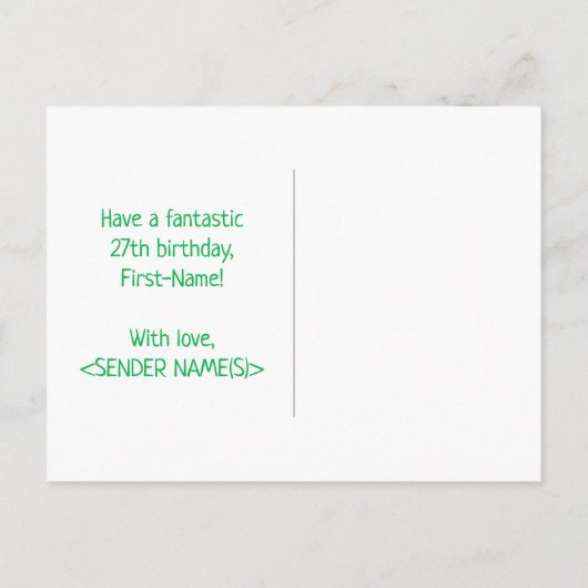 Carte Postale 27e anniversaire : Bold, amusant, simple, arc-en-c (Dos)