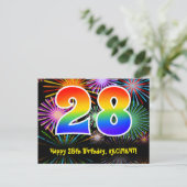 Carte Postale 28e Anniversaire – Motif de feux d'artifice amusan (Debout devant)