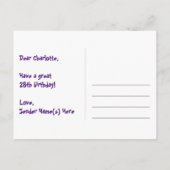 Carte Postale 28e Anniversaire : Motif Étoiles Amusantes, Arc-en (Dos)