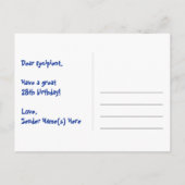 Carte Postale 28e Anniversaire : Rayures roses & Cœurs, Arc-en-c (Dos)