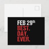 Carte Postale 29 fév Meilleur jour jamais Février 29 cadeau (Devant / Derrière)