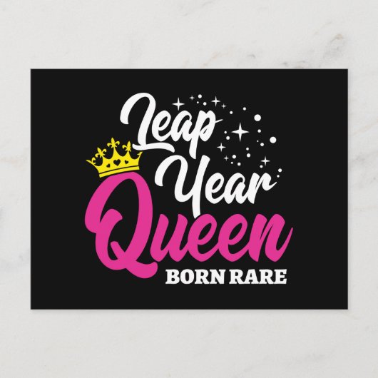 Carte Postale 29 fév Reine année bissextile Jour bissextile Anni (Devant)