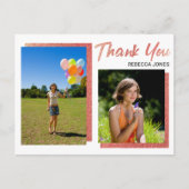 Carte Postale 2 Blocs Photo Rose Gold Remerciement Diplôme (Devant)