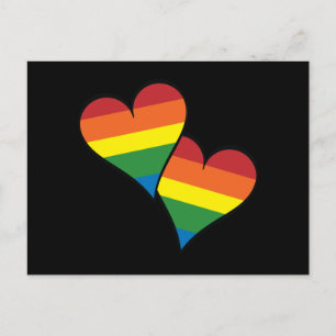 Carte Postale 2 Coeurs arc-en-ciel