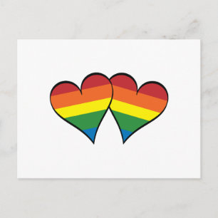 Carte Postale 2 Coeurs arc-en-ciel