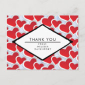 Carte Postale 2 Coeurs rouges Répéter Motif mignon Merci (Devant)