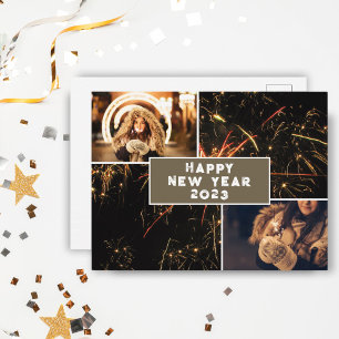 Carte Postale 2 Collage photo Feu d'artifice Bonne Année 2023 