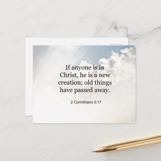 Carte Postale 2 Corinthiens 5:17, verset de la Bible, (Devant/Arrière en situation)