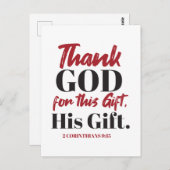 Carte Postale 2 Corinthiens 9:15 conception du verset biblique I (Devant / Derrière)