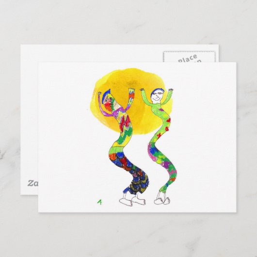 Carte Postale 2 danseurs dansant au soleil (Devant / Derrière)