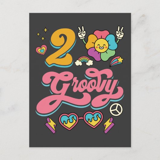 Carte Postale 2 Groovy 2e anniversaire Mignonne Fille de 2 ans (Devant)