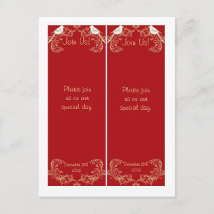 Carte Postale 2 Inséparables Signets Mariages de Crimson/Creme