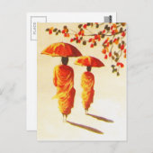 Carte Postale 2 moines bouddhistes laotiens (Devant / Derrière)