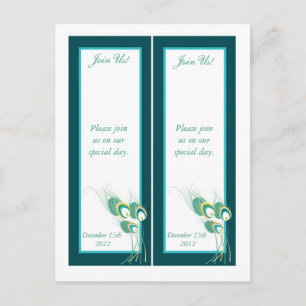Carte Postale 2 Peacock Turquoise moderne Enregistrer la date Si