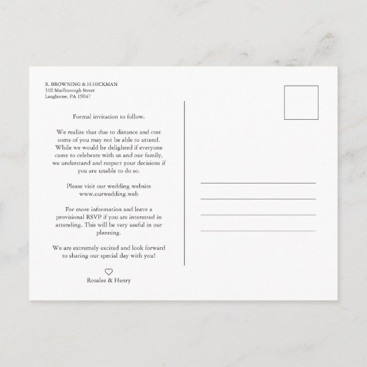 Carte Postale 2 Photos Couple Main Lettré Élégant Script (Dos)