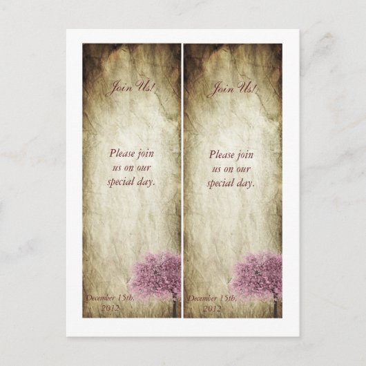 Carte Postale 2 Signets de l'arbre rose Enregistrer la date (Devant)