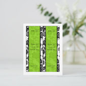Carte Postale 2 Signets de Mariage damassé Floral Black/Lime Gre (Debout devant)