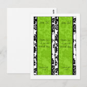 Carte Postale 2 Signets de Mariage damassé Floral Black/Lime Gre (Devant / Derrière)