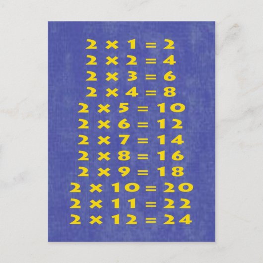 Carte Postale #2 Times Table Collectible Postcard (Devant)