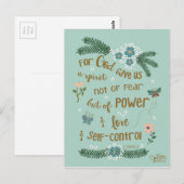 Carte Postale 2 Timothée 1:7 écriture manuscrite art (Devant / Derrière)