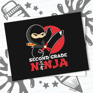 Carte Postale 2e année Ninja Kick Premier jour Retour à l'école