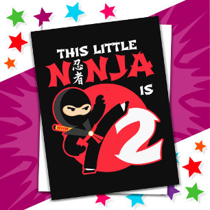 Carte Postale 2e anniversaire 2 ans Enfants Party Little Ninja 2