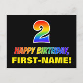 Carte Postale 2e anniversaire : Bold, amusant, simple, arc-en-ci (Devant)