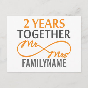 Carte Postale 2e anniversaire M. & Mme Infinity Personnalisée