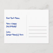 Carte Postale 2e anniversaire : rayures roses et cœurs, arc-en-c (Dos)