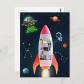 Carte Postale 2e anniversaire Rocket Space | Grand collage photo (Devant / Derrière)