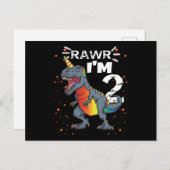 Carte Postale 2e anniversaire T Rex dinosaure (Devant / Derrière)