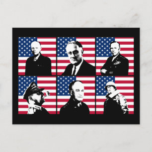 Carte Postale 2ÈME GUERRE MONDIALE Heroes et le drapeau américai