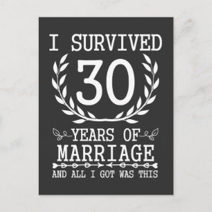 Carte Postale 30 ans mari femme 30e anniversaire de Mariage