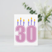 Carte Postale 30 bougies d'anniversaire (rose / violet) (Debout devant)