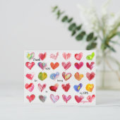 Carte postale 30 Coeurs Saint-Valentin Merci (Debout devant)