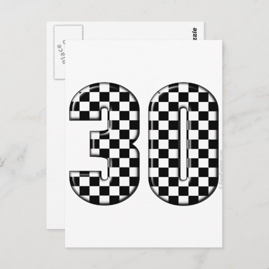 Carte Postale 30 numéro de course automobile (Devant / Derrière)