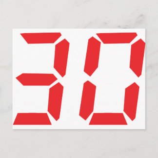 Carte Postale 30 trente réveil rouge numéro numérique
