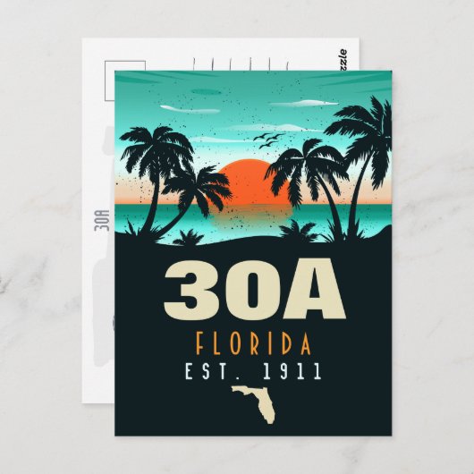 Carte Postale 30a Route Floride Retro Sunset Souvenirs 60s (Devant / Derrière)